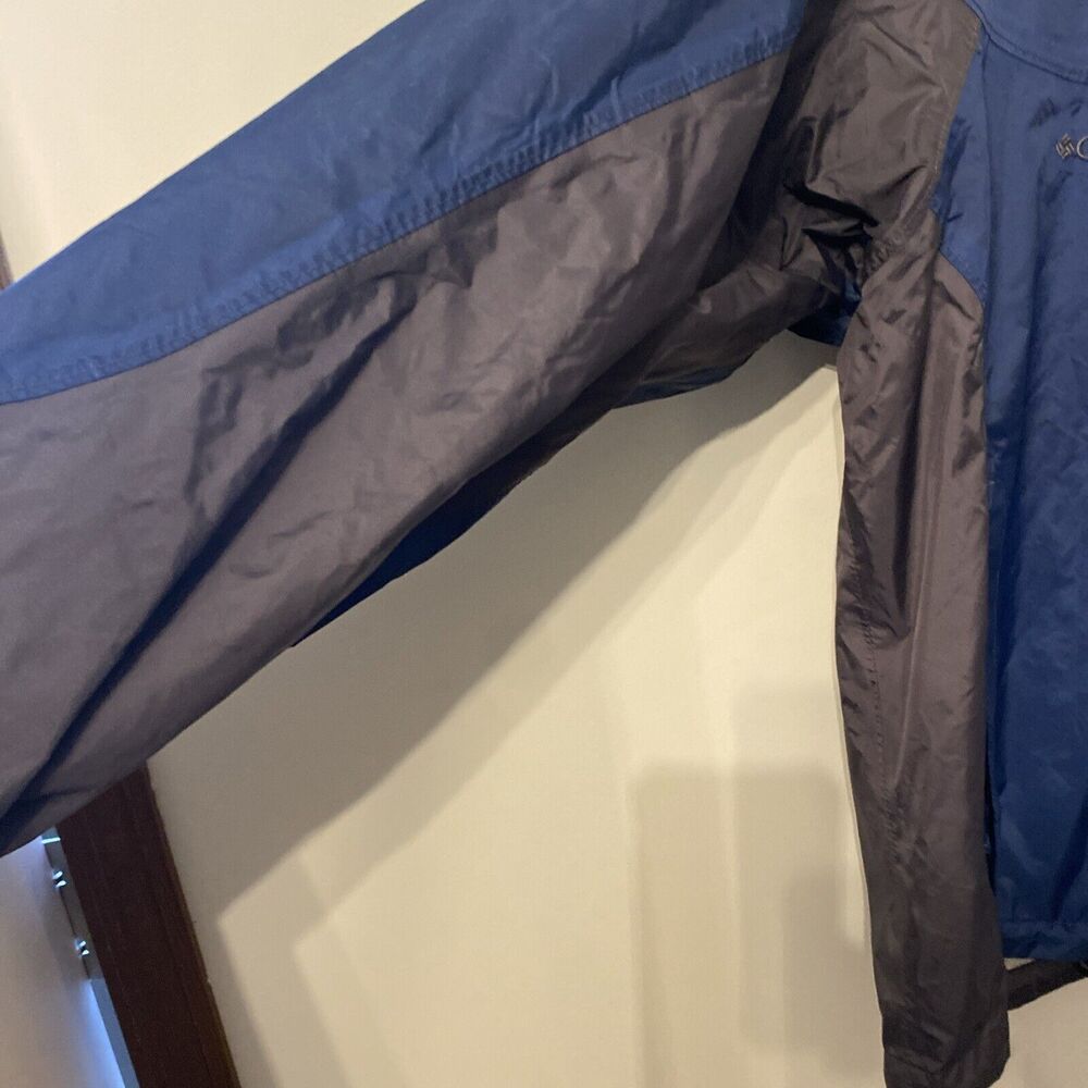 Columbia Jacket Mens Medium Blue Packable Hooded Windbreaker Rain Full Zip - Picture 4 of 11
